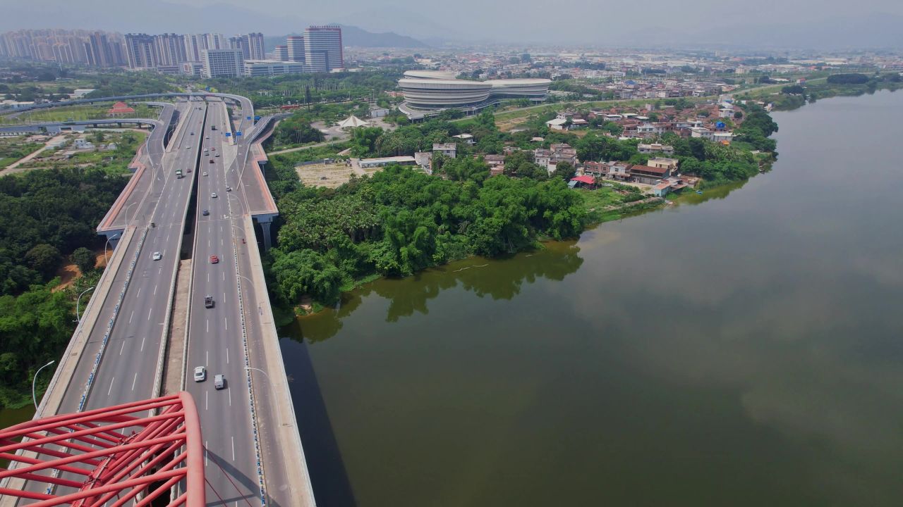 航拍漳州九龙江大桥景