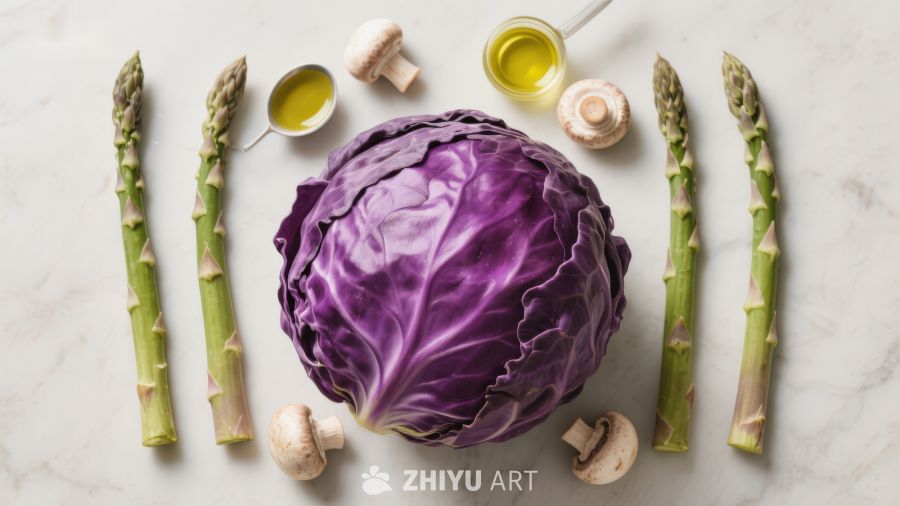 紫甘蓝与蔬菜食材摆拍