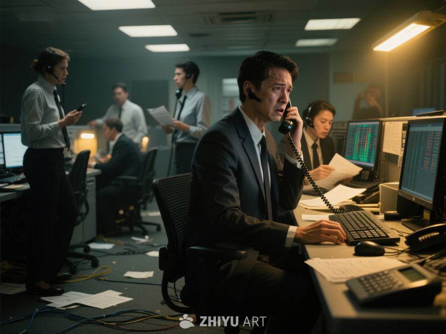 忙碌的交易室，工作人员专注工作 258