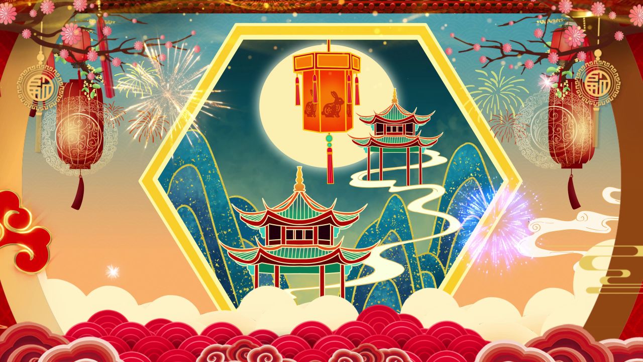 古风背景视频 中国风 意境春天 桃花 水墨 29