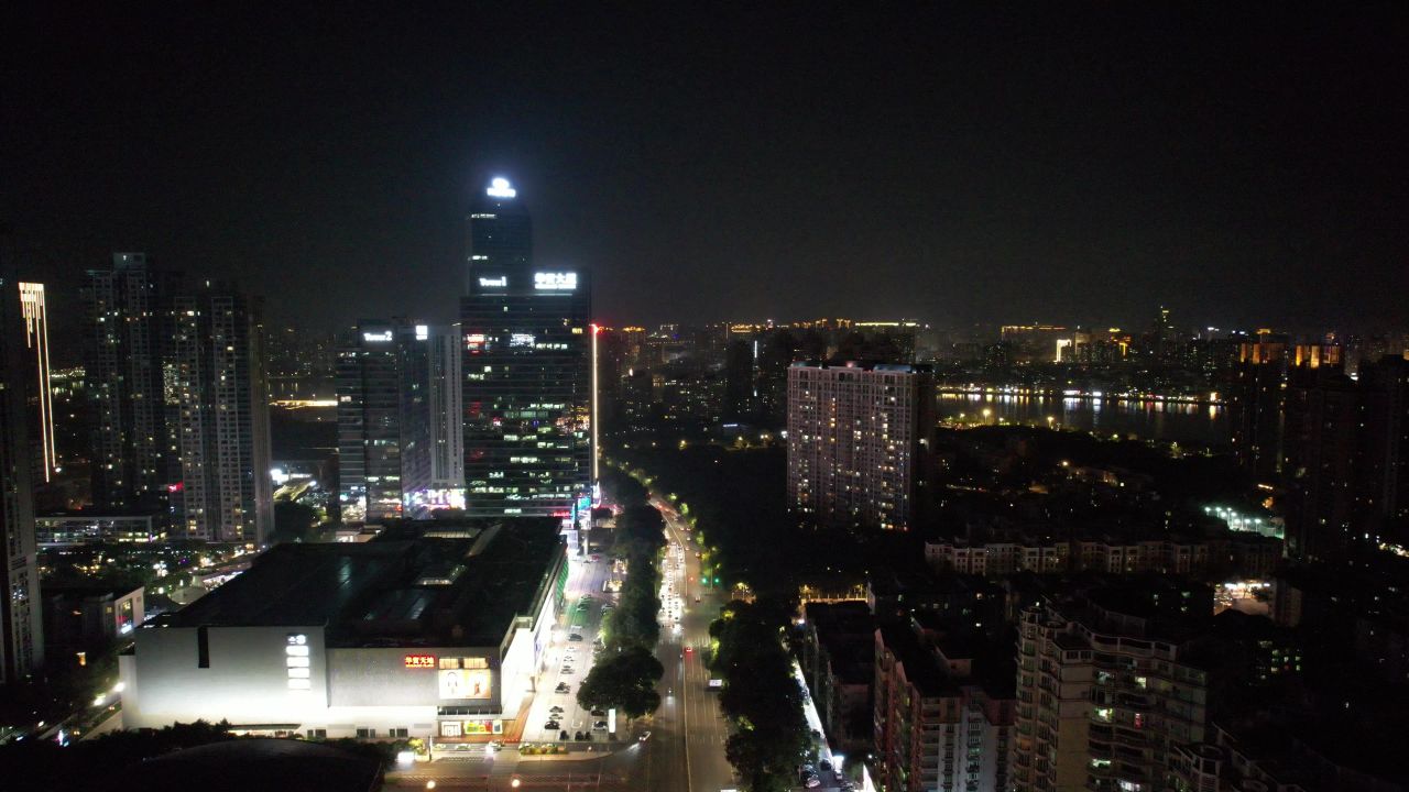 广东惠州城市夜景灯光航拍
