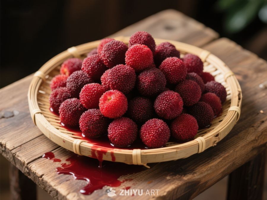 新鲜杨梅盛于竹篮 749