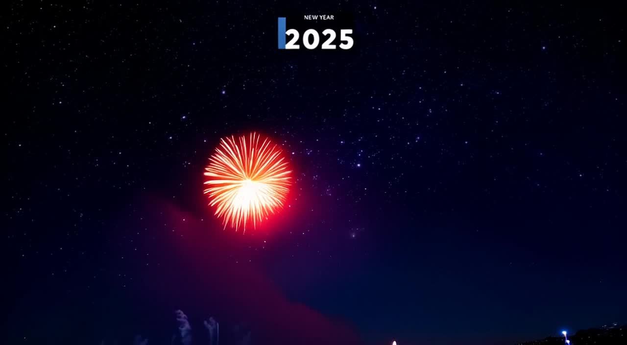 夜空中，星星闪烁，点缀着深蓝色背景，远处的地平线上