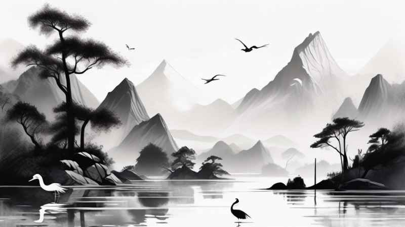 国风鹤山水风景插画 57