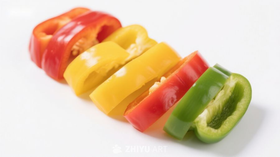 彩椒切片排列展示