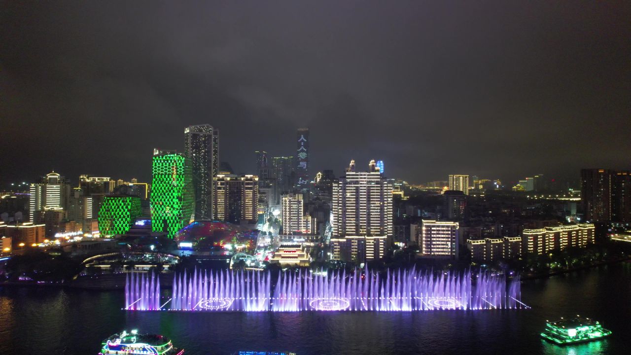 柳州城市夜景灯光航拍