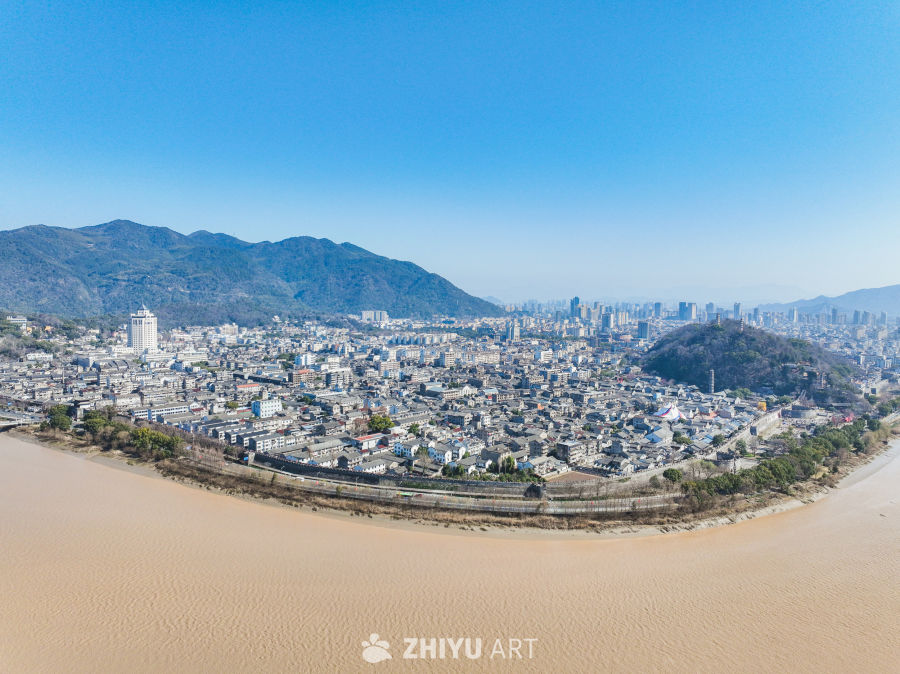 航拍浙江临海台州府城城区风光 62