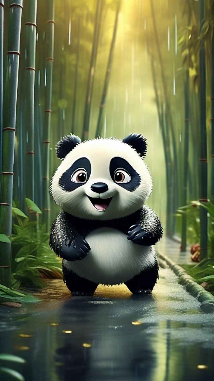 竹林背景雨林熊猫 52