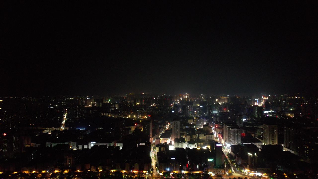 湖南衡阳城市夜景灯光航拍