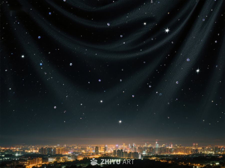 夜空星辰下的城市剪影 349