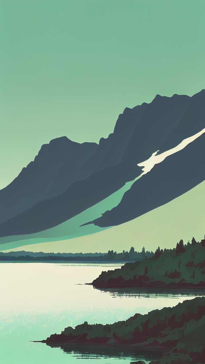 浅绿色山水画1