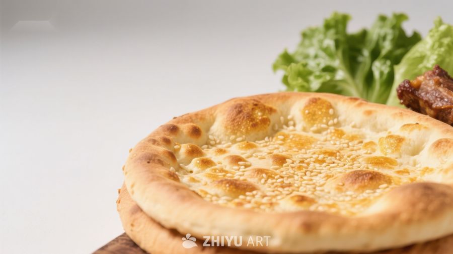 芝麻面包配生菜与烤肉