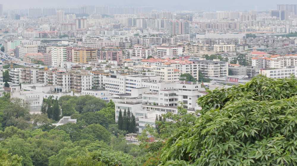 广州麓湖公园鸿皓楼登高城市鸟瞰