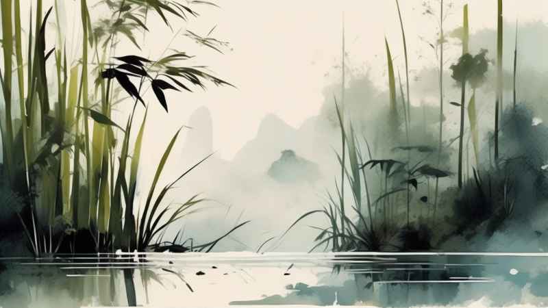 绿竹水墨插画背景图 31