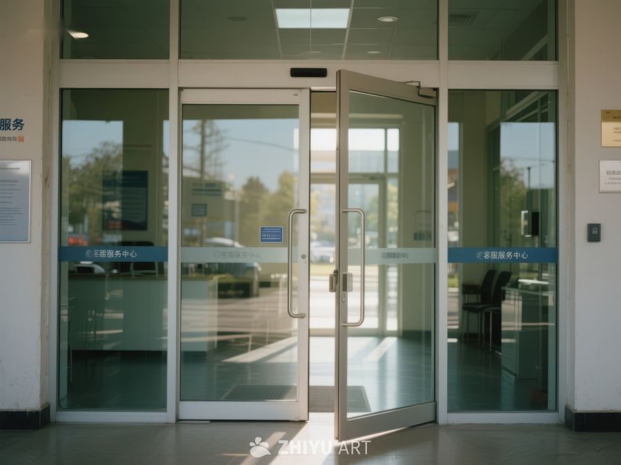 现代建筑入口玻璃门 390