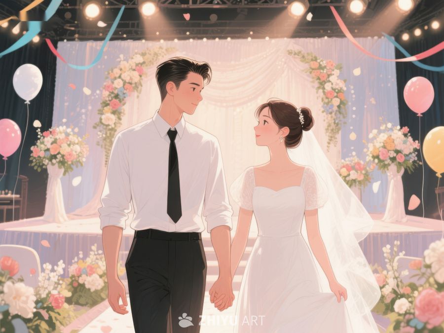 婚礼现场新人深情对视 367