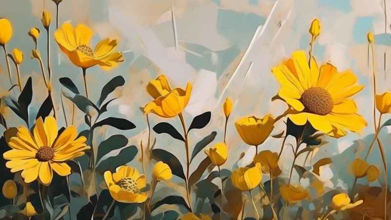 植物抽象黄色静态插画 67