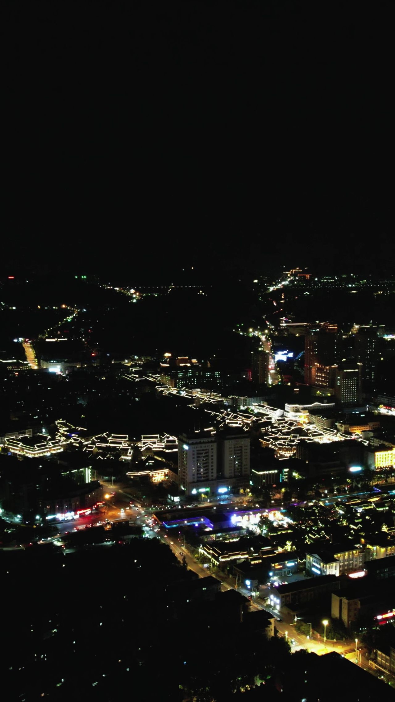 江苏徐州城市夜景灯光竖屏航拍