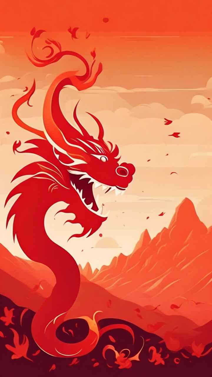 春节舞龙舞狮插画背景 10