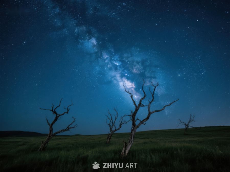 夜空下的枯树与银河 307