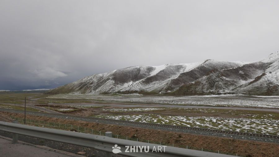 雪山下的草地