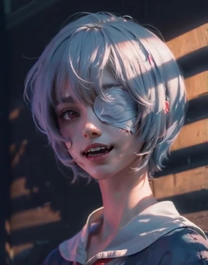 眼罩少女：动漫风格的3D动画人物特写
