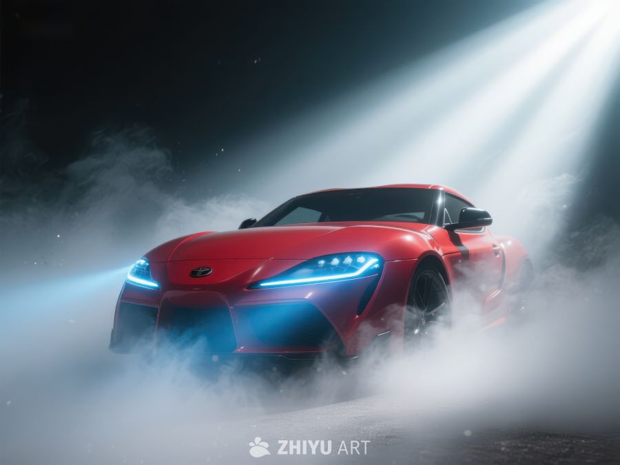 红色跑车在烟雾中闪耀 143