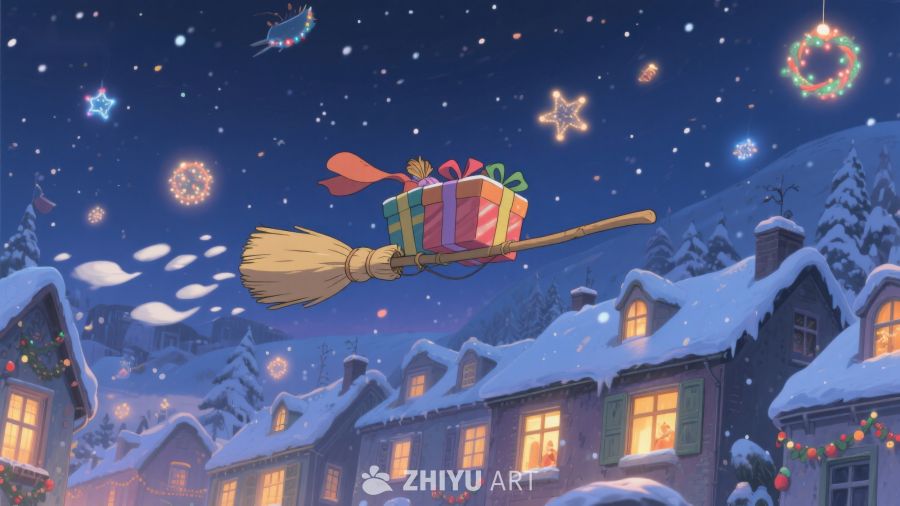 圣诞夜空中的礼物飞行 218