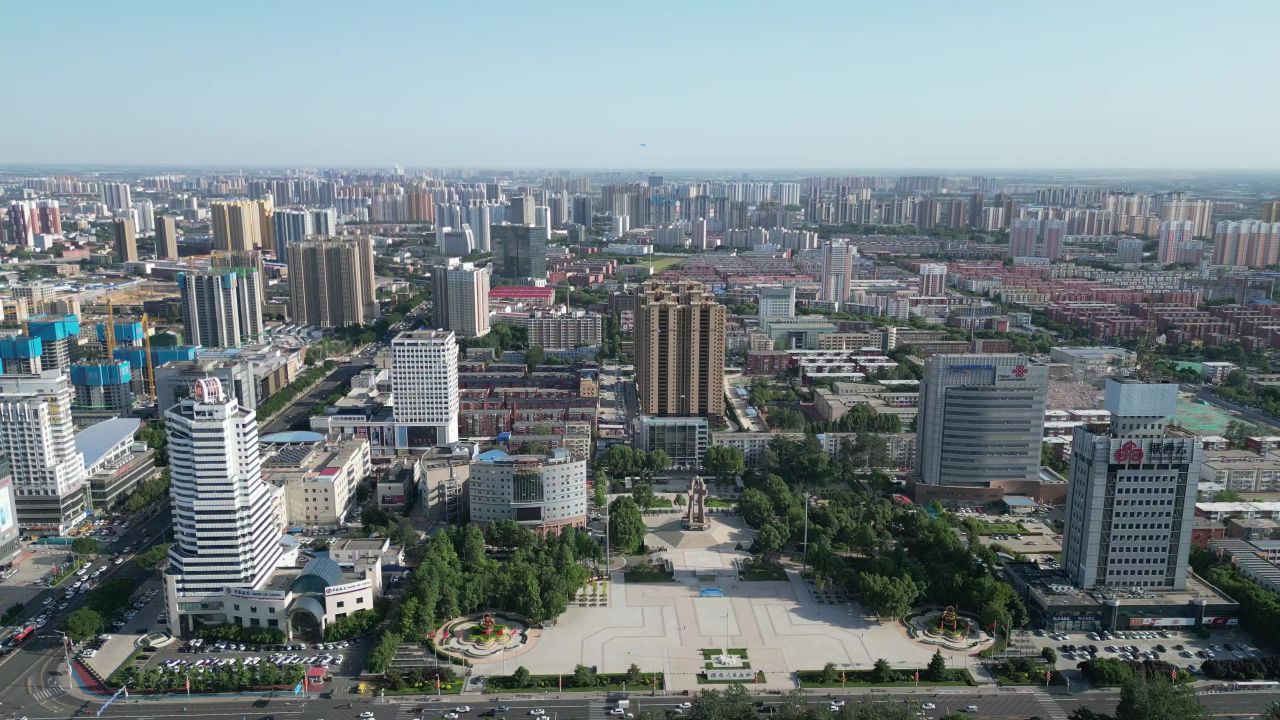 航拍河北保定人民广场