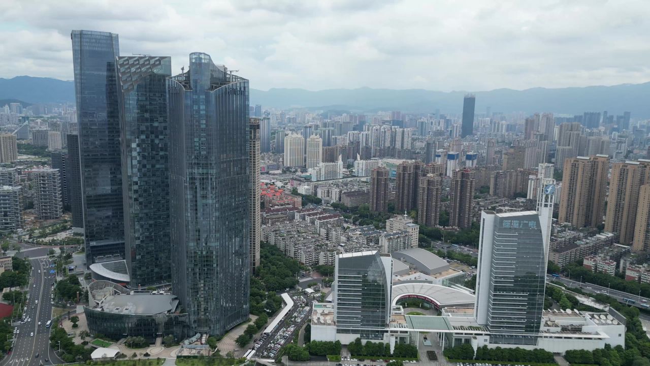  航拍福州闽江北岸中央商务区