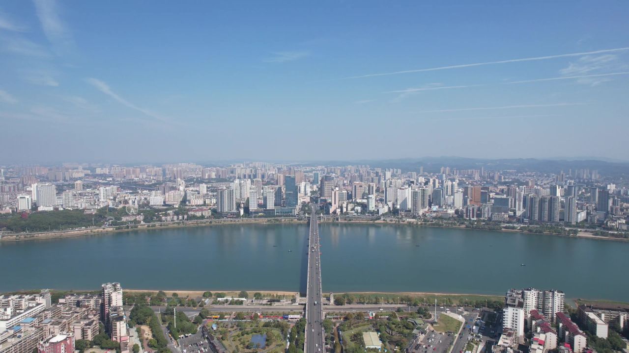 湖南株洲大桥交通桥梁航拍