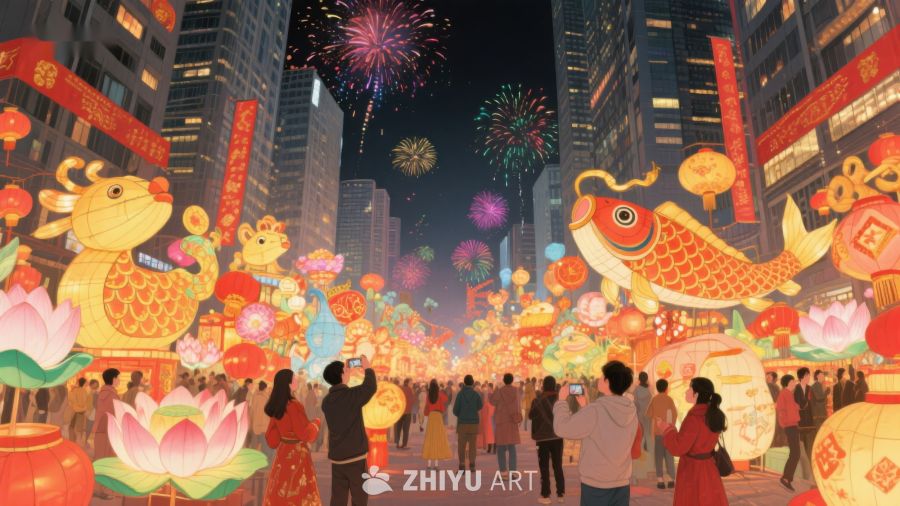 夜景中的传统节日庆典 127