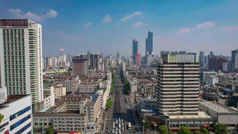云南昆明城市风光交通航拍图 