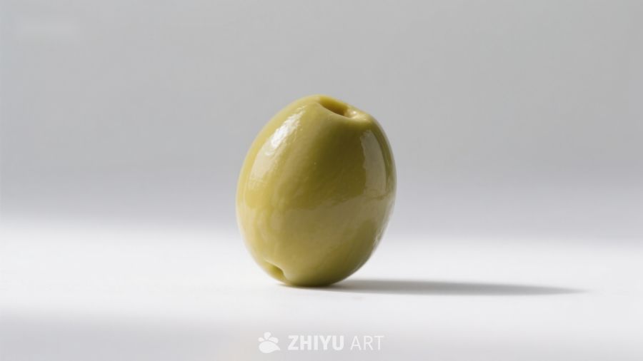 单一青橄榄的特写