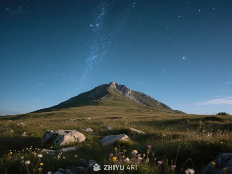 星空下的山峰与草地 208