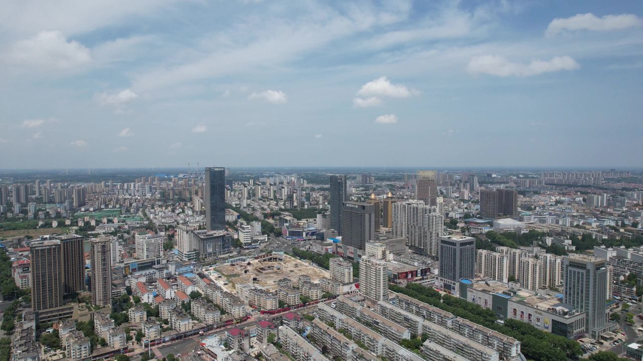 江苏宿迁城市风光地标建筑航拍 