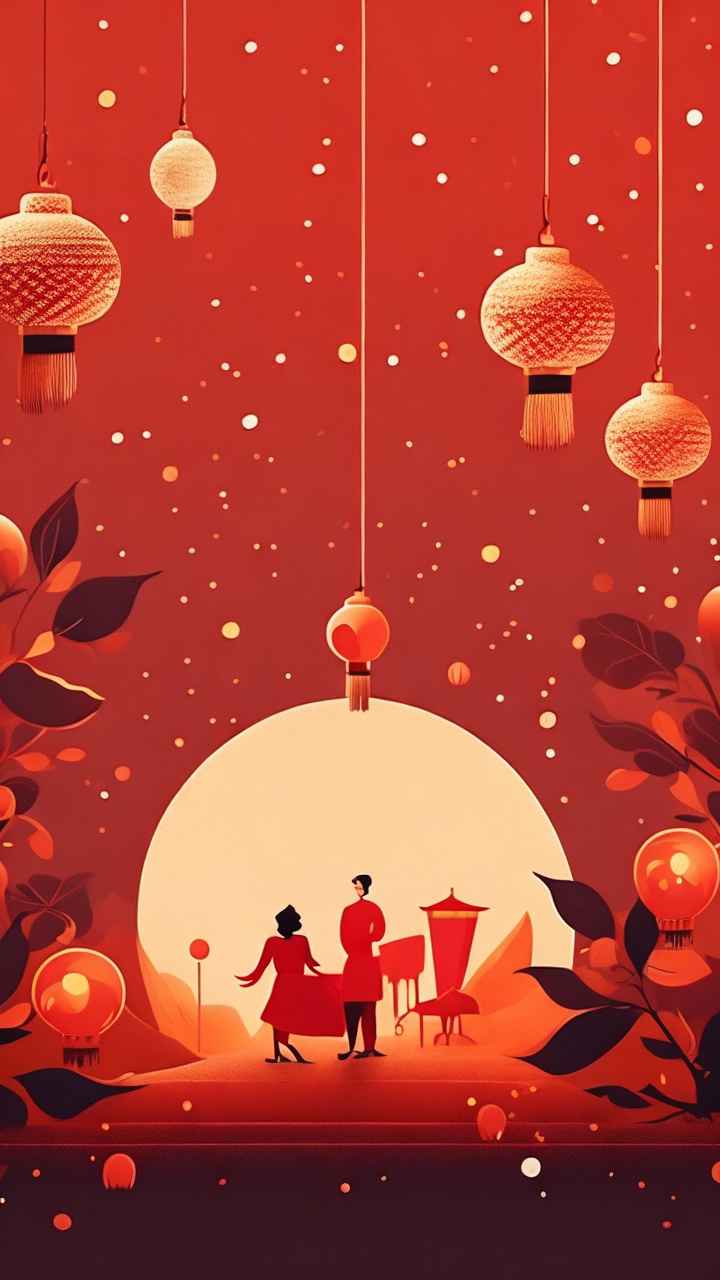 春节闹花灯简约插画 7