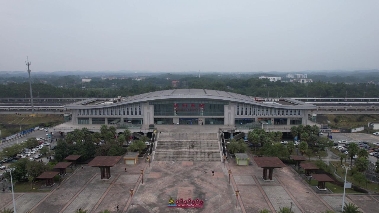 广西钦州火车站钦州东站航拍