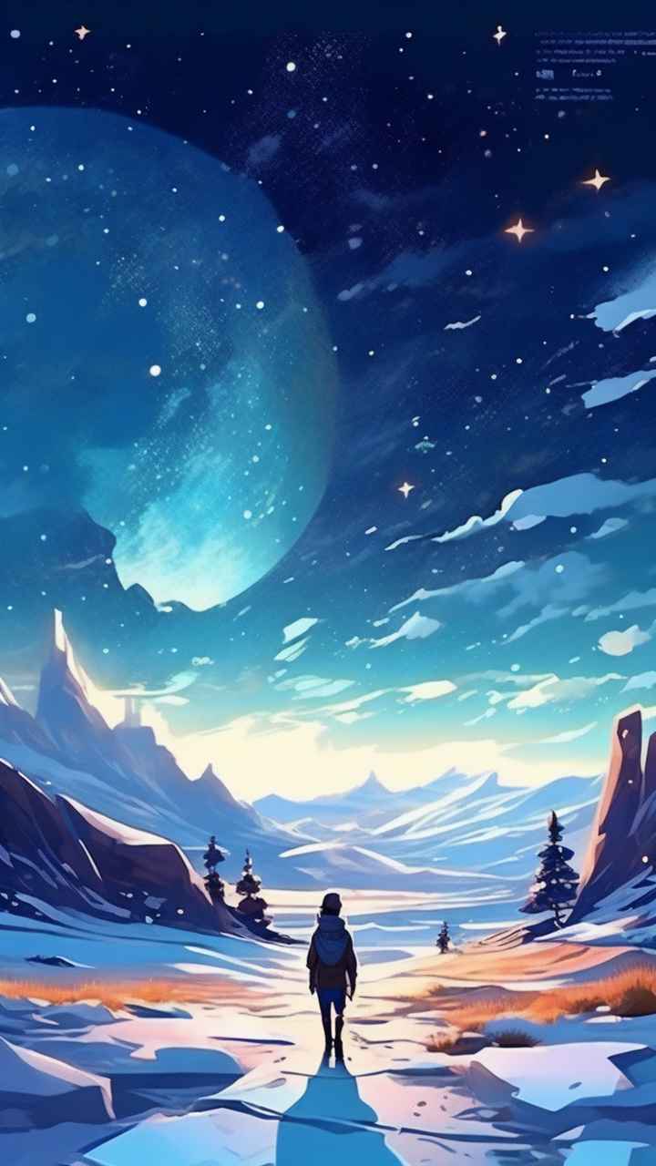 仙境广角冬日沙漠插画雪景 7