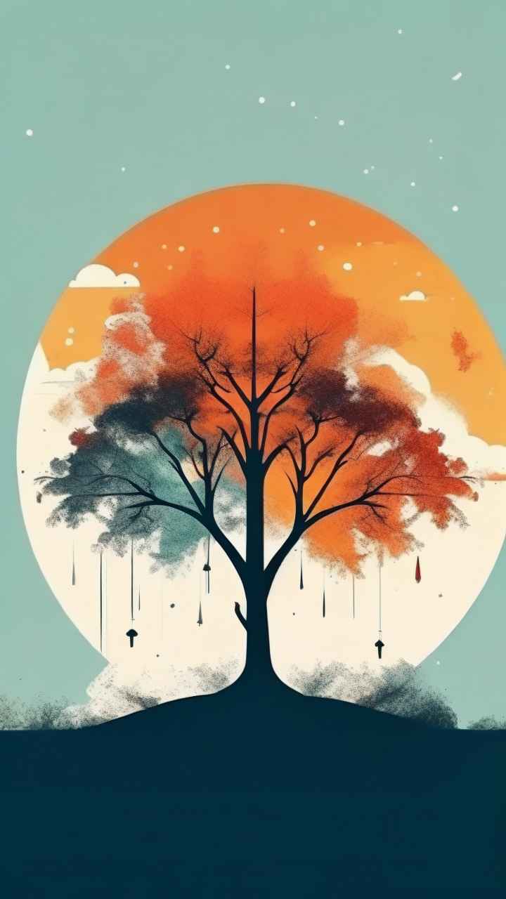 一幅画画着树极简主义 47