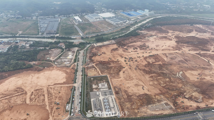 工业区建设航拍图