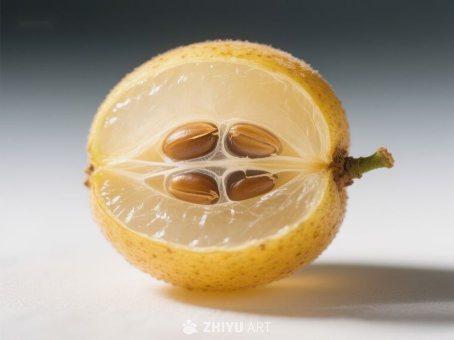 柠檬切面展示内部种子 351