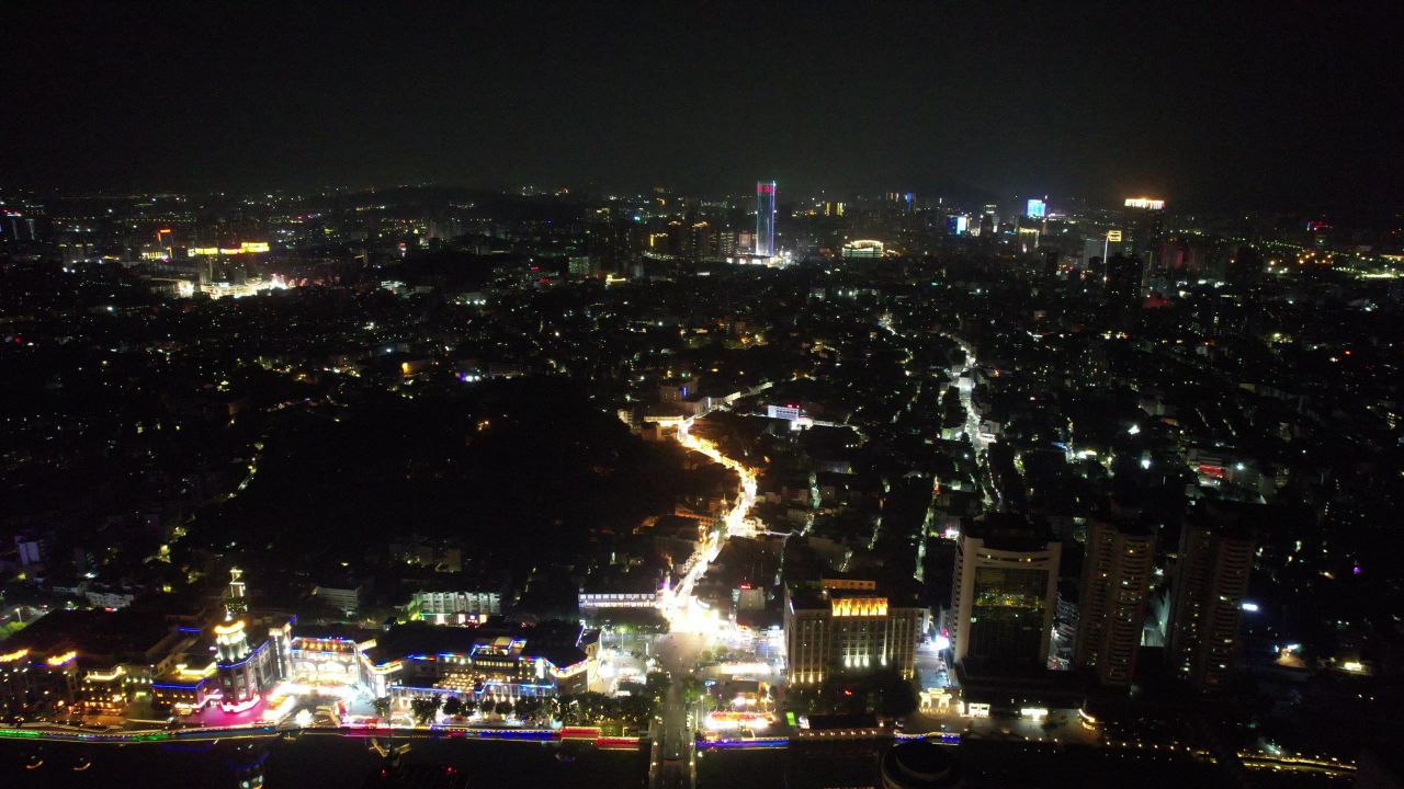 广东中山市城市夜景灯光