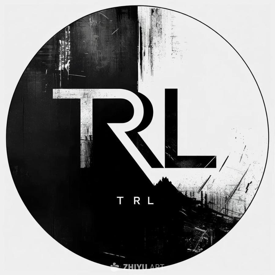 一个黑白相间的圆形图像，圆内包含字母“T R L”