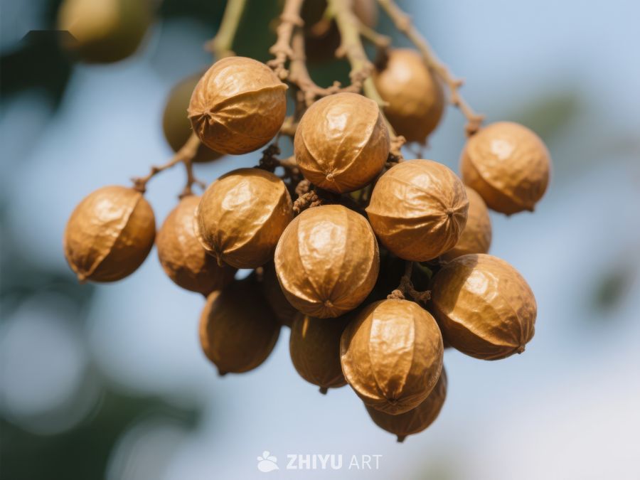 树上成熟的坚果果实 533