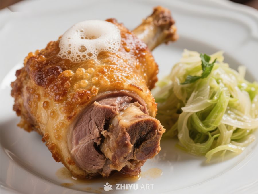 烤鸭腿配酸菜，色泽诱人 580