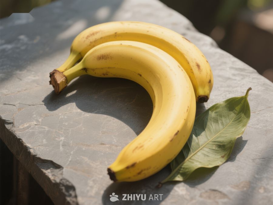 三根香蕉与绿叶静置石台 438