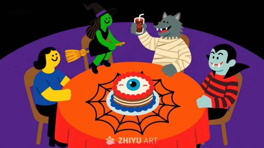 万圣节派对：角色围桌共庆