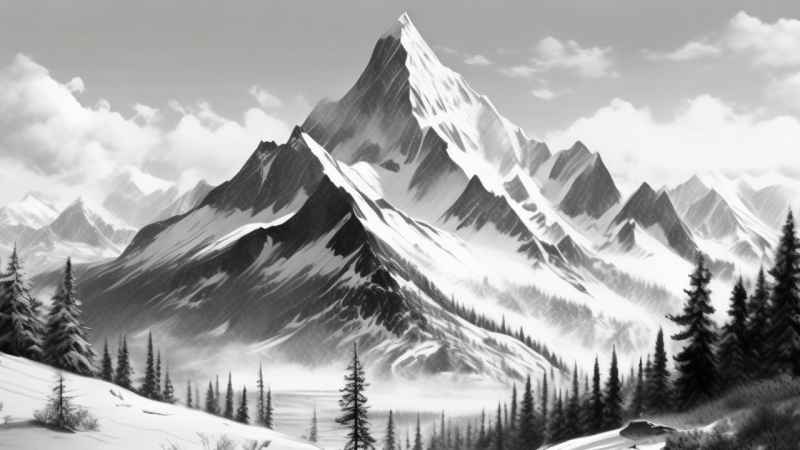 冬季背景图插画雪山雪景 56