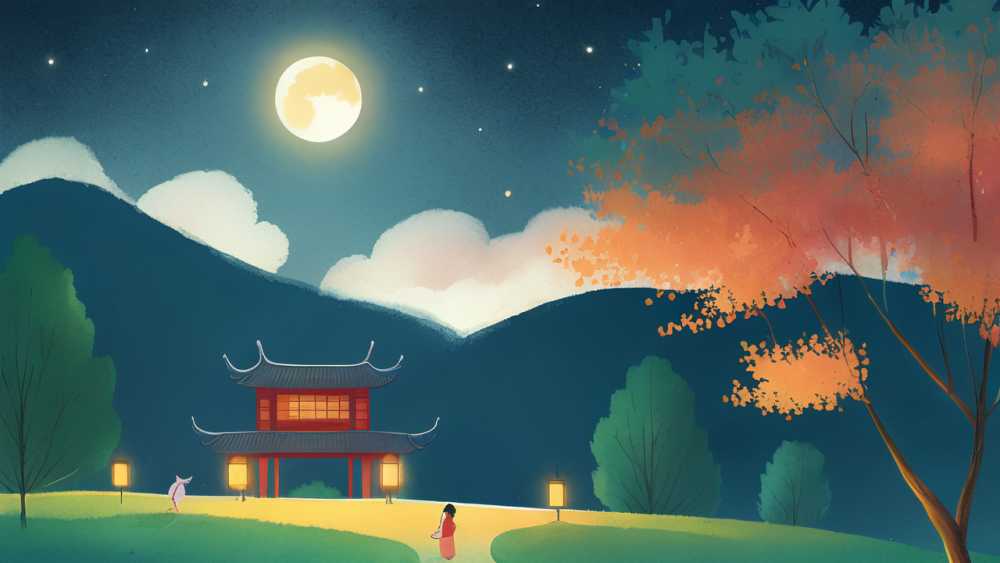 唯美小暑夜晚原创插画海报素材